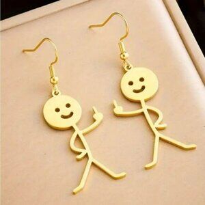 Stickman  18k gold dangle earrings